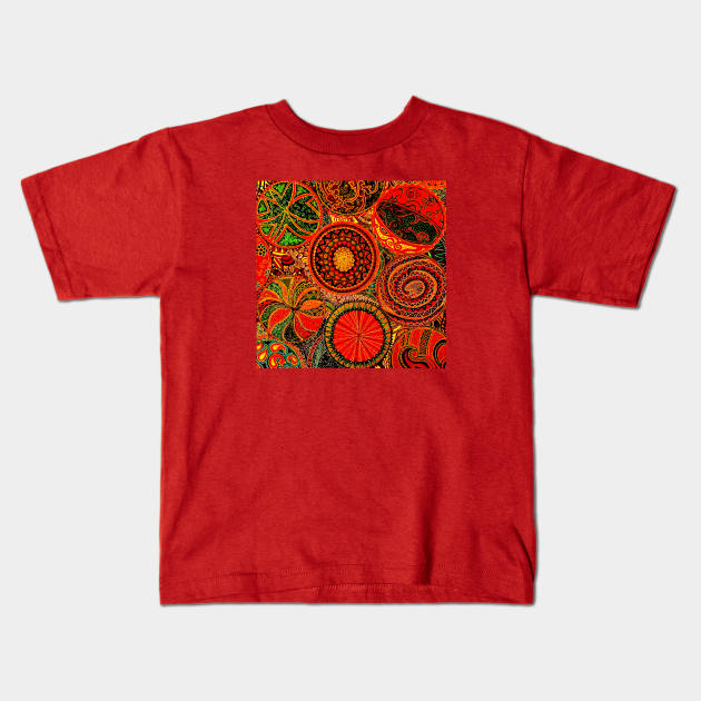 Red mandala Kids T-Shirt by The artist of light in the darkness 